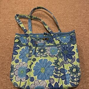 Vera Bradley Floral Blue and Green Tote Bag